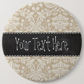 Khaki Damask; Chalkboard uiterlijk Ronde Button 6,0 Cm (Voorkant)
