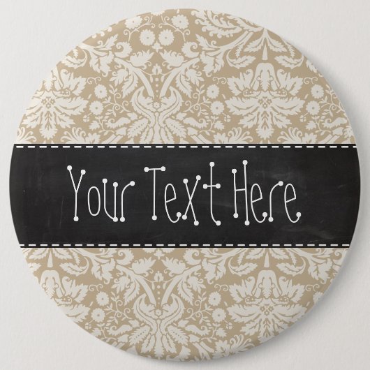 Khaki Damask; Chalkboard uiterlijk Ronde Button 6,0 Cm (Voorkant)