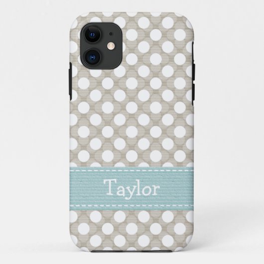 Khaki en Blue Polka Dot Case-Mate iPhone Case (Achterkant)