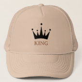 Khaki en Khaki KING Tekst Kroon Afbeelding Trucker Pet (Voorkant)