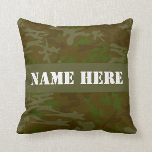 Khaki Green Camo Custom Name Sierkussen