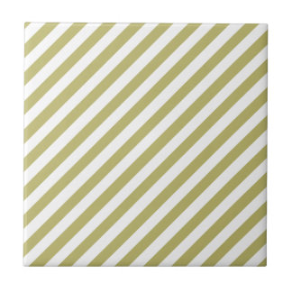 Khaki Green Solid Color & White Stripes Tegeltje