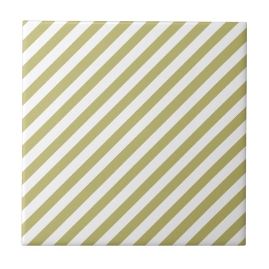 Khaki Green Solid Color & White Stripes Tegeltje (Voorkant)