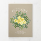 Khaki Jaune clair Écru Programmes de mariage Rose (Page de couverture)