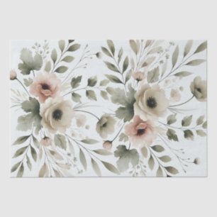 Khaki Olijfgroen Aquarel Bloem Bruiloft Tissuepapier