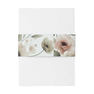 Khaki Olijfgroen Waterverf Bloemenbruiloft Uitnodigingen Wikkel