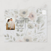 Khaki Olive Green Waterverf Floral Save Datum Aankondigingskaart (Achterkant)