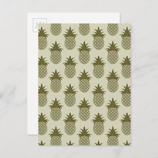 Khaki Pineapple Pattern Briefkaart (Voorkant / Achterkant)