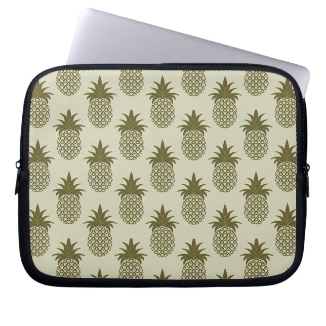 Khaki Pineapple Pattern Laptop Sleeve (Voorkant)