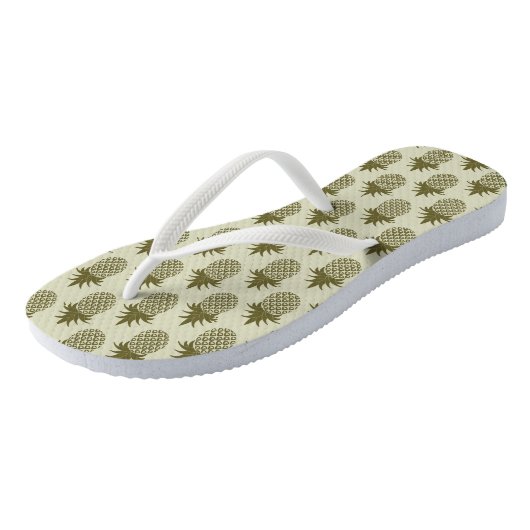 Khaki Pineapple Pattern Teenslippers (Schuin)