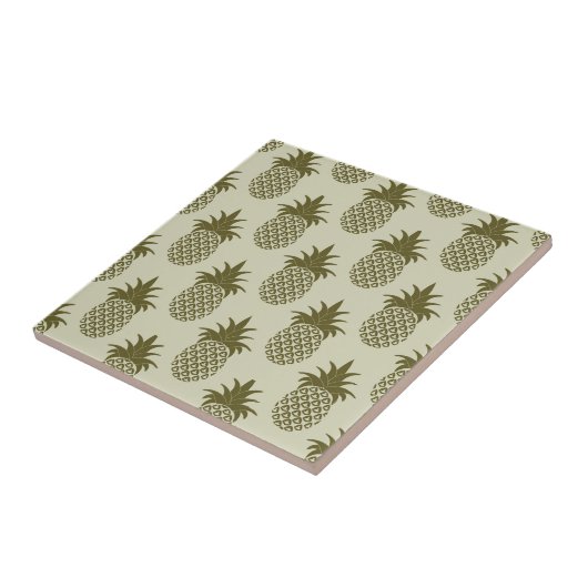 Khaki Pineapple Pattern Tegeltje (Zijkant)