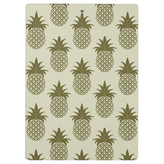 Khaki Pineapple Pattern | Voeg je Initiaal toe Klembord (Achterkant)