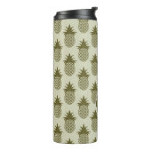 Khaki Pineapple Pattern | Voeg je Initiaal toe Thermosbeker (Gedraaid links)