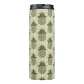 Khaki Pineapple Pattern | Voeg je Initiaal toe Thermosbeker (Achterkant)