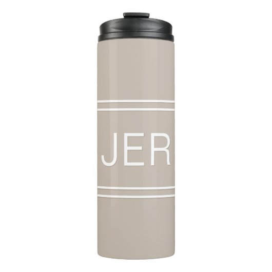 Khaki Tan Personalized Monogram Initialen Drink Thermosbeker (Voorkant)