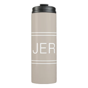 Khaki Tan Persoonlijk Monogram Beginletters Drinkb Thermosbeker