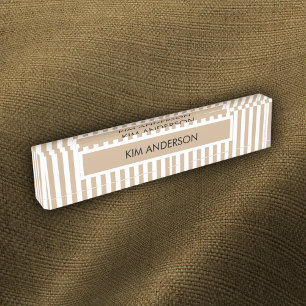 Khaki Witte Streep Naambordje