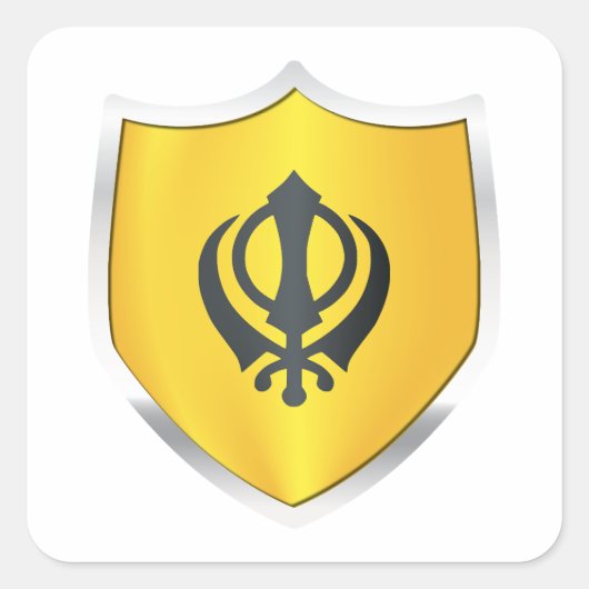 Khalistan Silver Shield Flag Vierkante Sticker (Voorkant)