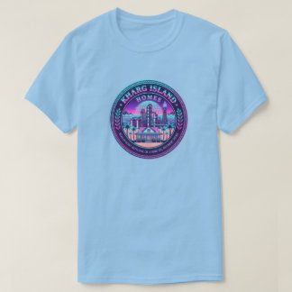 Kharg Island Homes Iran Vaporwave Blauwe T-Shirt