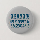 Kharkiv - Oekraïne - Breedtegraad & lengtegraad -  Ronde Button 5,7 Cm (Voorkant)