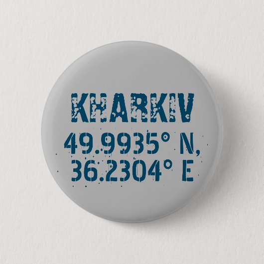 Kharkiv - Oekraïne - Breedtegraad & lengtegraad -  Ronde Button 5,7 Cm (Voorkant)