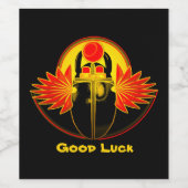 Kherpi God van de Rising Sun, de sjaalkever. Wijn Etiket (Enkel label)