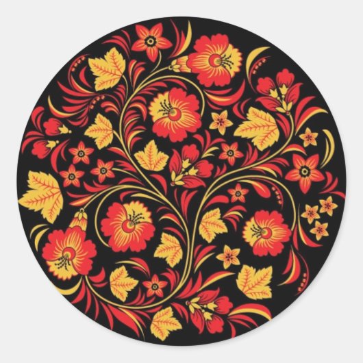 Khohloma (Hohloma) Russische kunstworkshops Ronde Sticker (Voorkant)