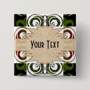 Khokhloma Exotique Vierkante Button 5,1 Cm