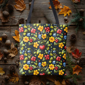 Khokhloma Floral Pattern Canvas tas