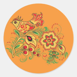 Khokhloma (Hohloma) Russische kunstwerkplaatsen Ronde Sticker