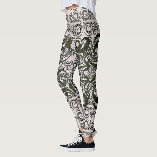Khokhloma Muted Seaweed Pattern Leggings (Links)