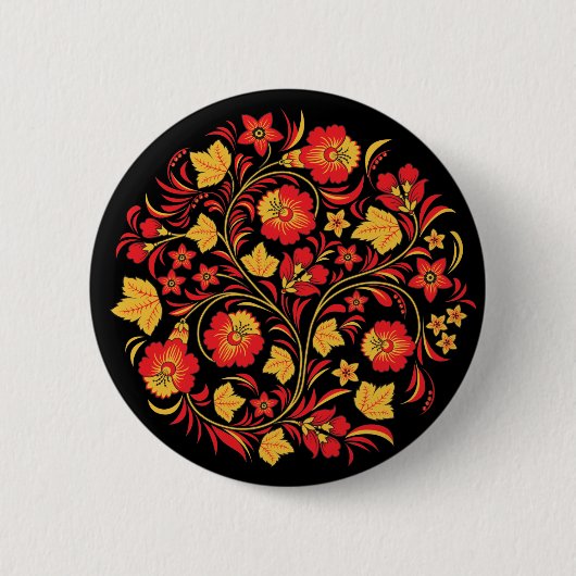 Khokhloma Russische Folk Art Button (Voorkant)