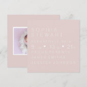 Khole Kardashian Inspiré Rose Faire-part de naissa (Devant / Derrière)