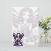 "Khristyn" Gothic Pink Princess Fae Art Stationery Briefpapier (Staand voorkant)