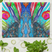 KHS Aquarelle colorée Peacock serviette de cuisine (Plié)