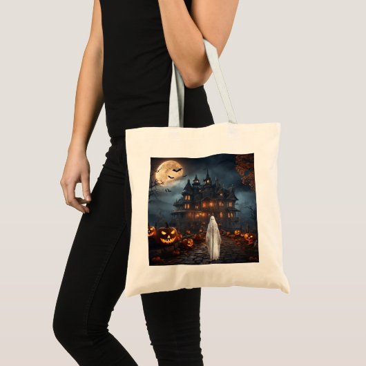 KHS Halloween Maison Hantée avec Sac Cabas Fantôme (Devant (produit))