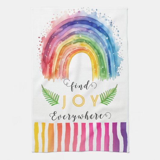 KHSWatercolor grillige Boho regenboog keukenhanddo Theedoek (Verticaal)