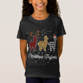 Ki Schattige Llama Kerst Pyjama Leopard Plaid Prin T-shirt (Voorkant)