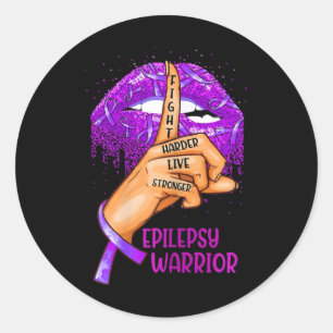 Ki Steun Epilepsie Bewustzijn Kostuum Lippen Lint Ronde Sticker