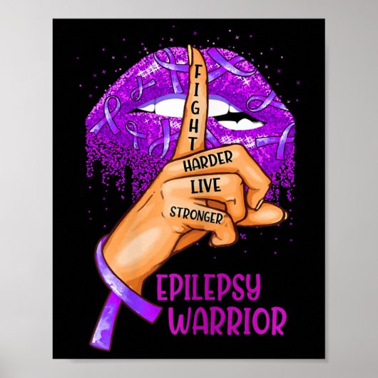 Ki Support Epilepsy Awareness Costume Lips Ribbon  Poster (Voorkant)