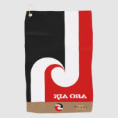 Kia Ora & Maori Flag Nieuw-Zeeland, monogrammen/na Golfhanddoek (Voorkant)