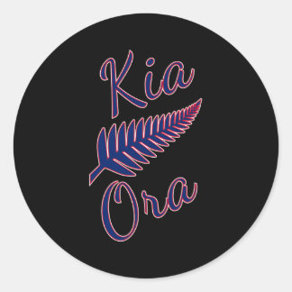 Kia Ora Maori Greeting New Zealand Pride Silver Fe Ronde Sticker