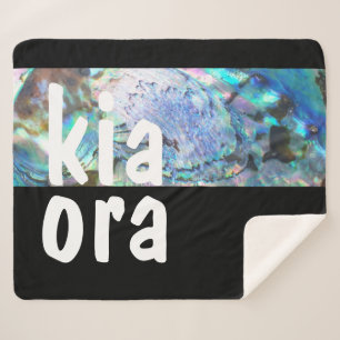 KIA ORA NEW ZEALAND PAUA BLACK MAORI NZ KIWI SHERPA DEKEN