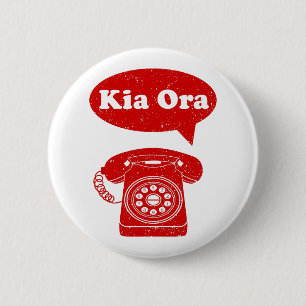 Kia Ora Te Reo Maori Language Retro Telefoon Ronde Button 5,7 Cm