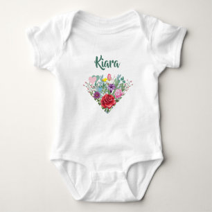 Kiara personaliseer Naam Flowers Twins 2 Hearts Romper
