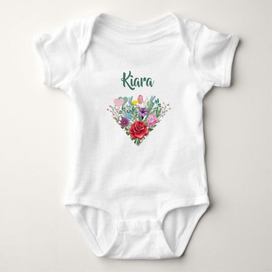 Kiara personaliseer Naam Flowers Twins 2 Hearts Romper (Voorkant)