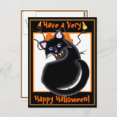 Kiara Toon Kitty Chat Noir Avec Arbre Carte Postal (Devant / Derrière)