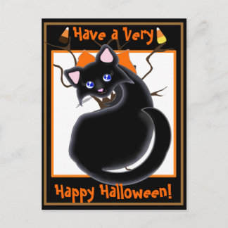 Kiara Toon Kitty Chat Noir Avec Arbre Carte Postal