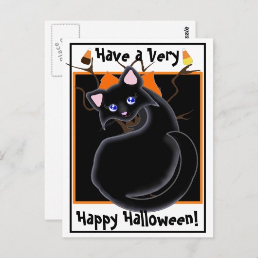 Kiara Toon Kitty Chat Noir Avec Carte Postale Arbr (Devant / Derrière)