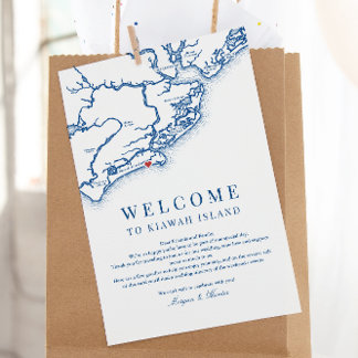 Kiawah Island Wedding Welkom op de route Navy Blue Bedankkaart